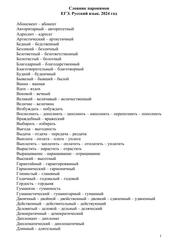 Словник паронимов ЕГЭ, Русский язык, 2024 год