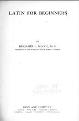 Latin for Beginners, D'Ooge B., 1911